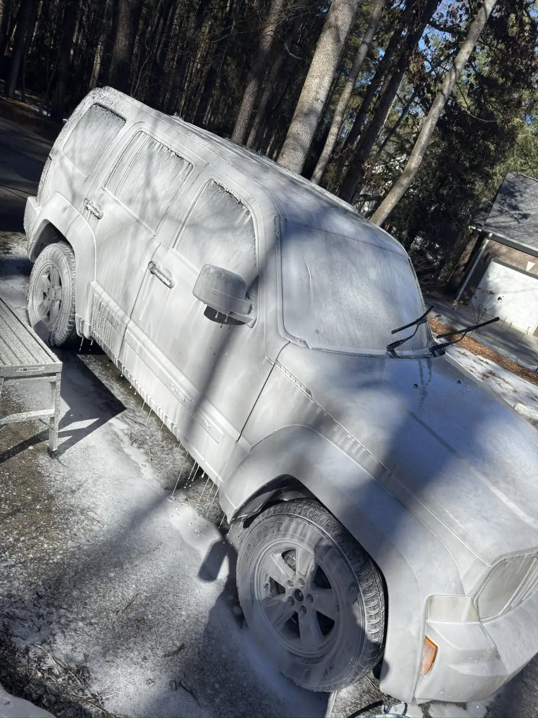 Silver Jeep Liberty after exterior detail in Hickory NC